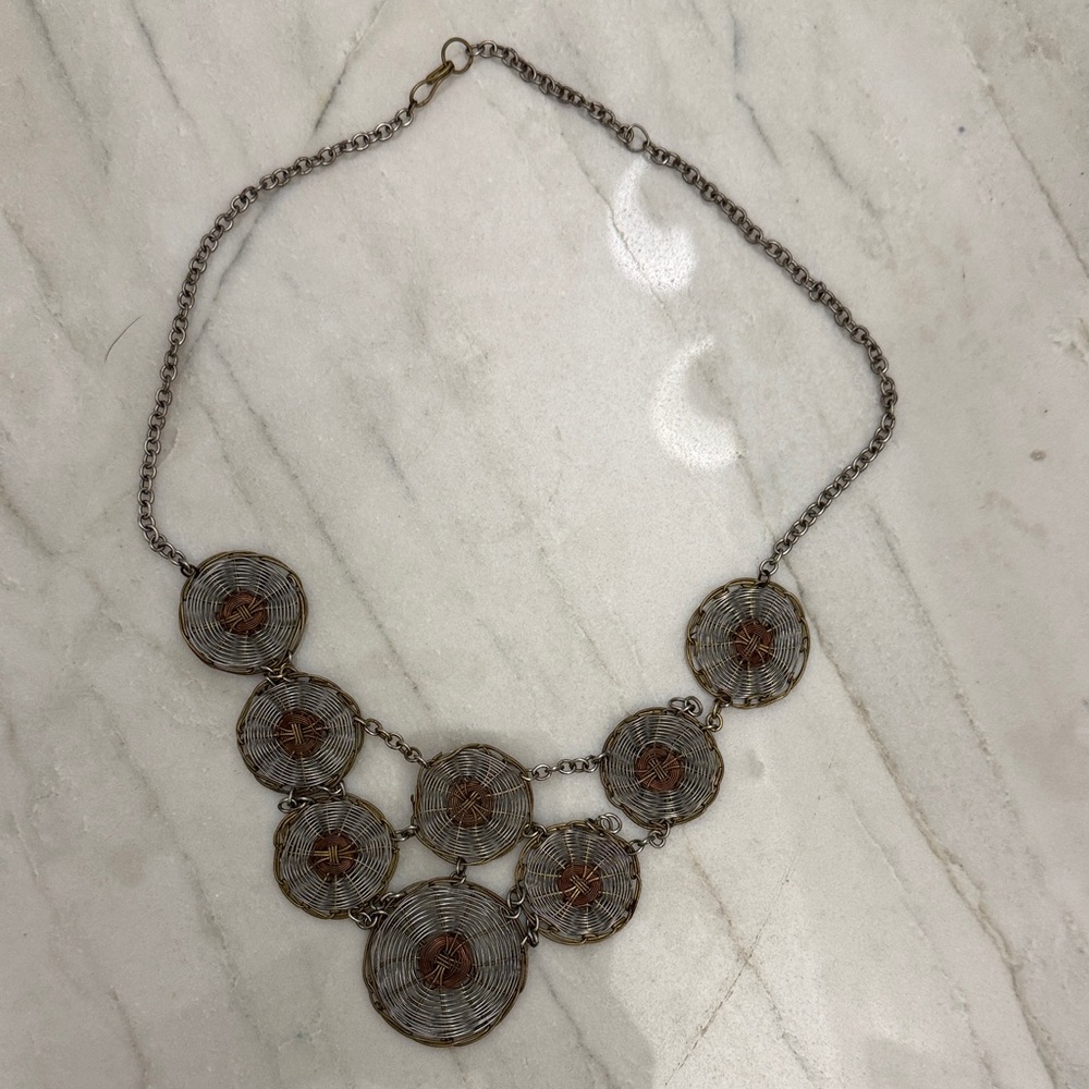 Noonday Collection Elegant Silver and Bronze Necklace.